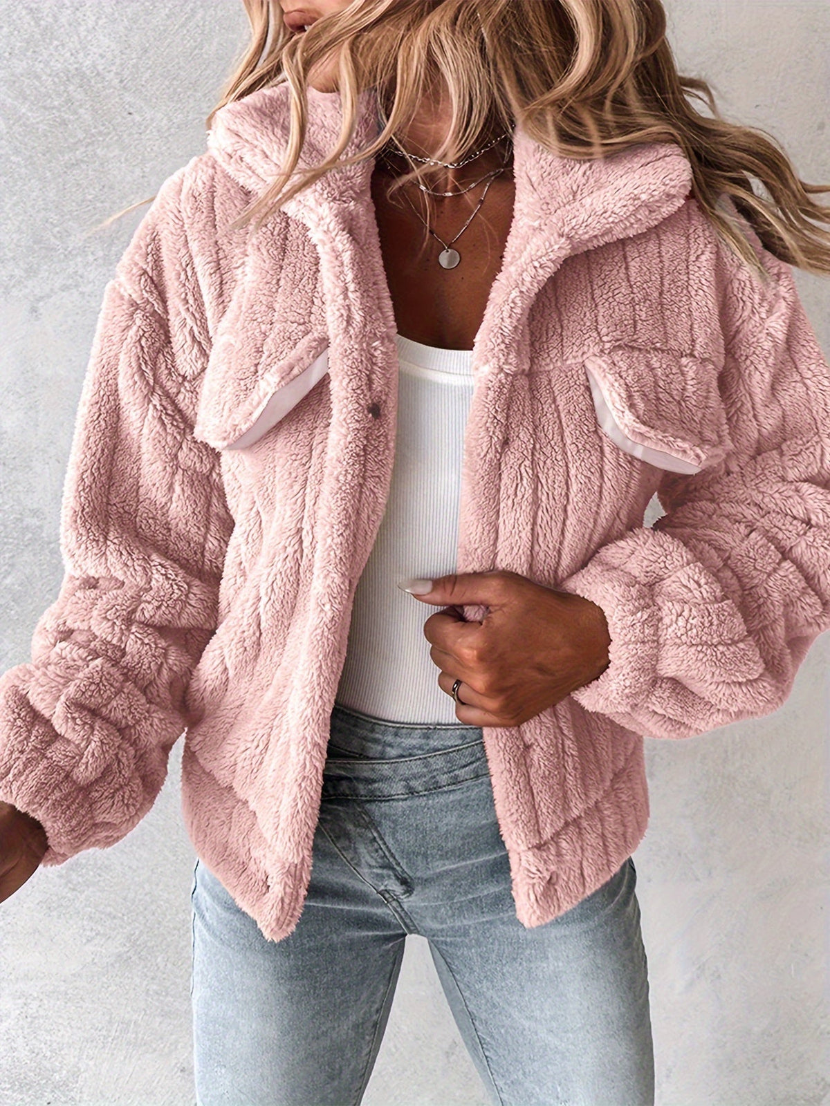 Korte Teddy Jas Dames – Teddy Vest Met Drukknopen