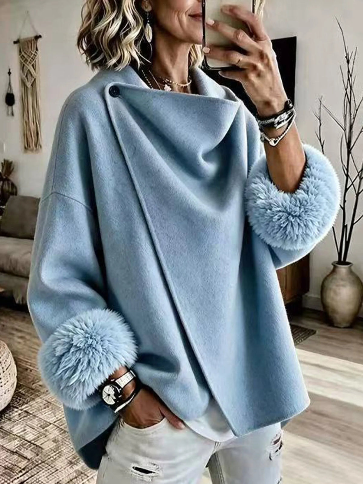 Elegante Wollen Jas Dames Met Bont – Cape Jas & Winterjas