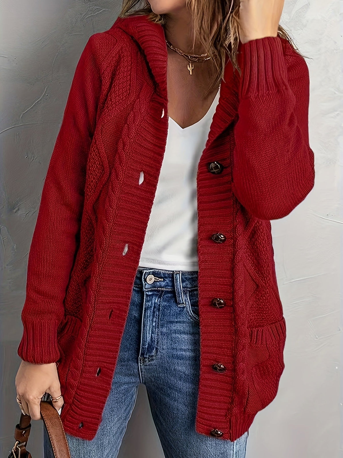 Vest Met Capuchon Dames – Cardigan Met Knopen