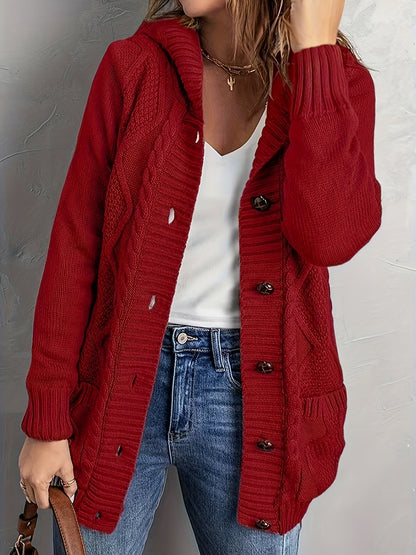 Vest Met Capuchon Dames – Cardigan Met Knopen