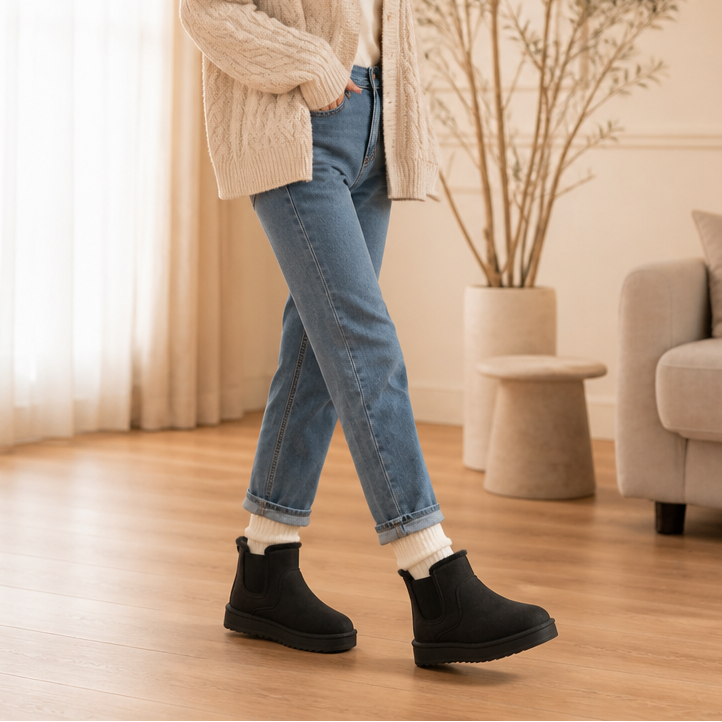 Zachte Snowboots Dames – Enkellaarsjes Met Elastische Inzet
