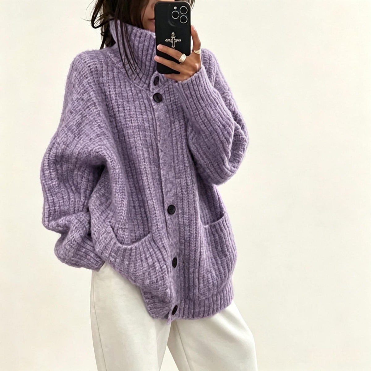 Oversized Gebreid Vest Dames – Grof Gebreide Cardigan