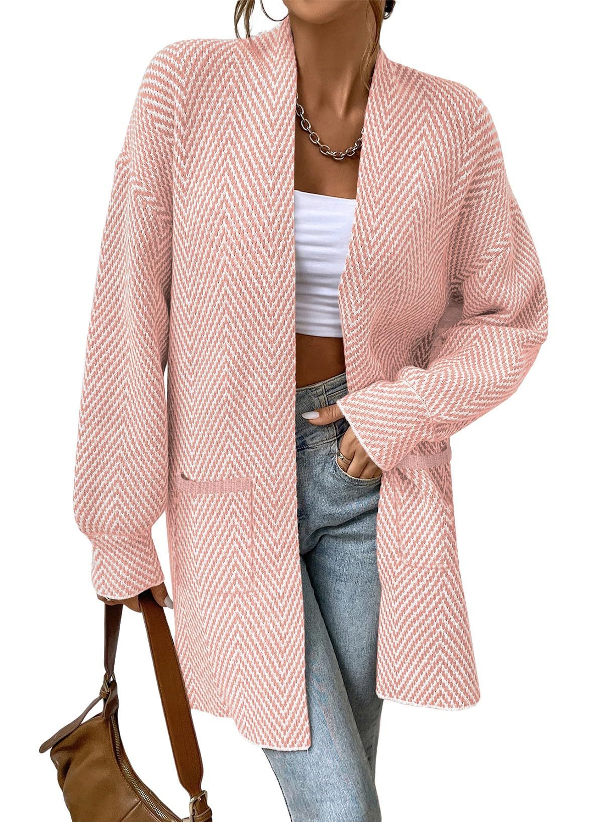 Dames Lang Cardigan Vest Met Open Voorkant En Lange Mouwen