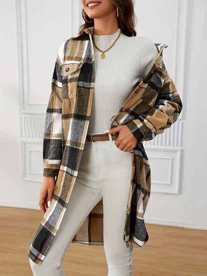 Lange Geruite Jas Dames – Oversized Mantel & Winterjas