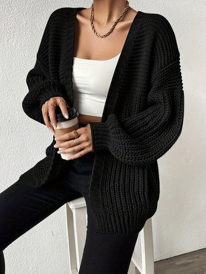 Grofgebreid Vest Dames – Open Cardigan Met Ballonmouwen