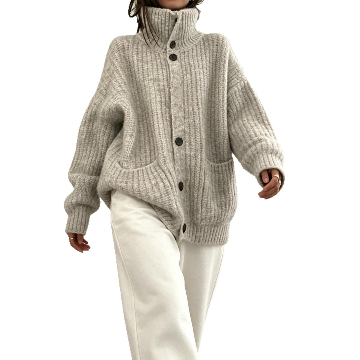 Oversized Gebreid Vest Dames – Grof Gebreide Cardigan