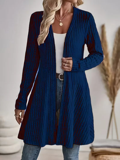 Lang Vest Dames – Gebreide Cardigan Met V-Hals