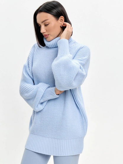 Oversized Coltrui Dames – Halflange Gebreide Top Met Rolcol