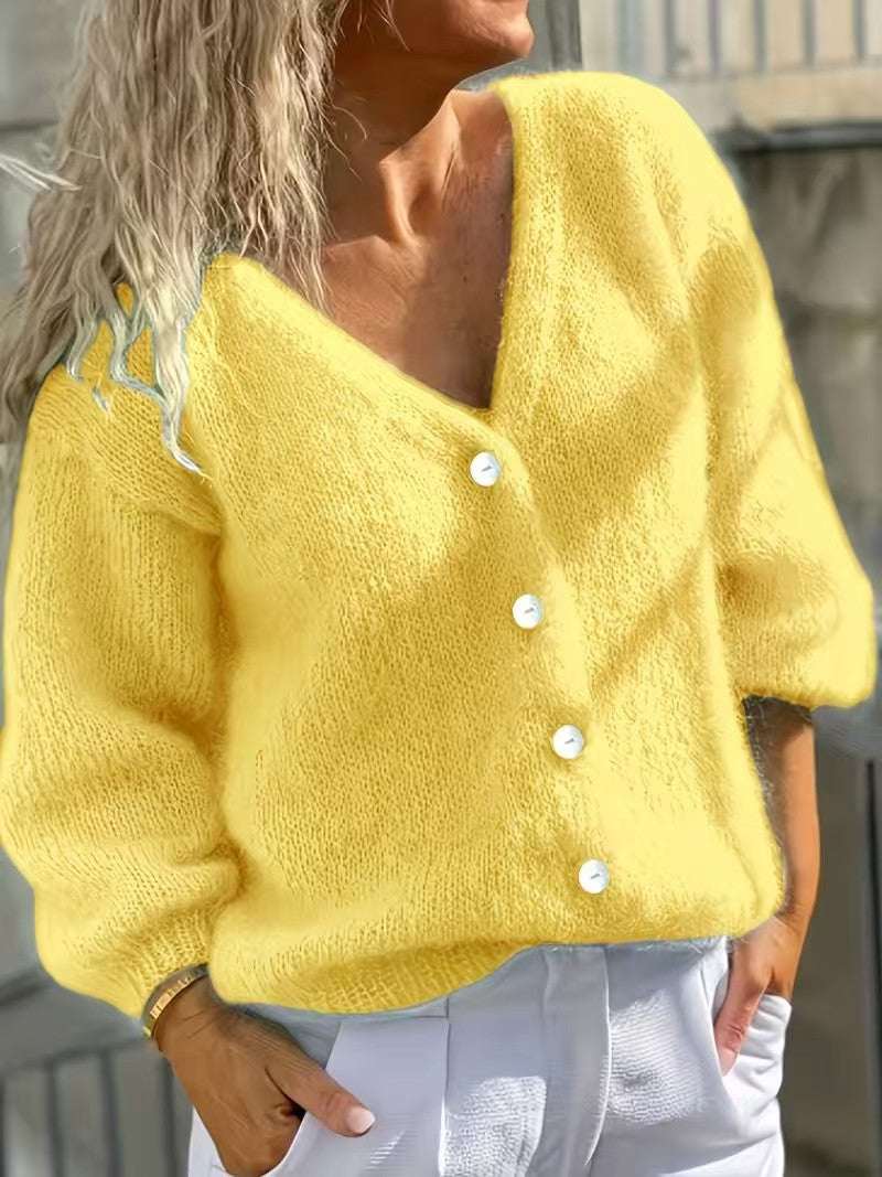 Zacht Gebreid Vest Dames – Mohair Look Cardigan