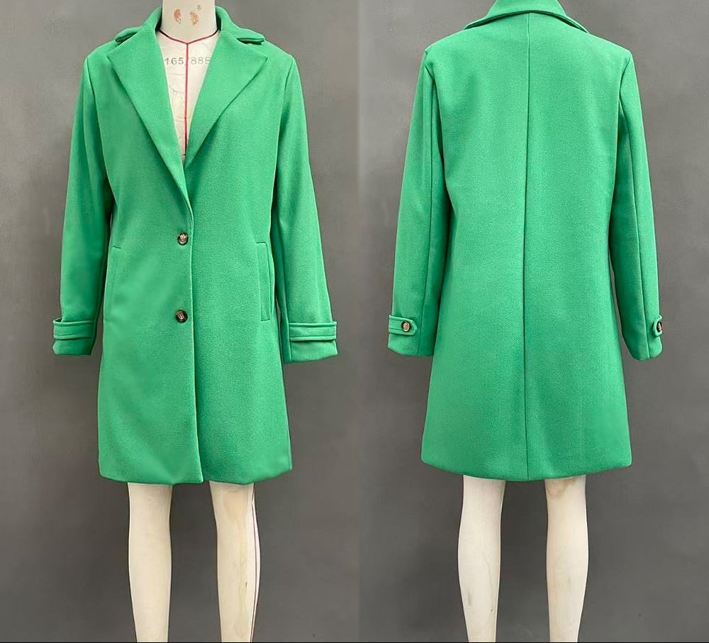 Chique Mantel Dames – Halflange Vintage Jas Met Revers