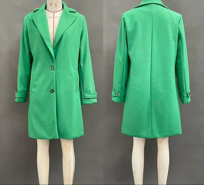 Chique Mantel Dames – Halflange Vintage Jas Met Revers