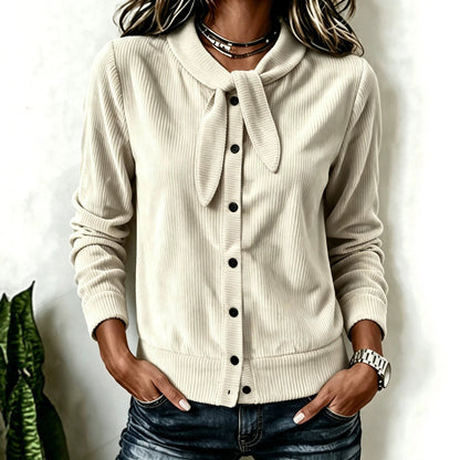 Corduroy Vest Dames – Cardigan Met Strik En Knopen