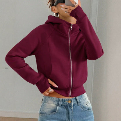 Cropped Hoodie Dames – Korte Sweater Met Rits & Capuchon