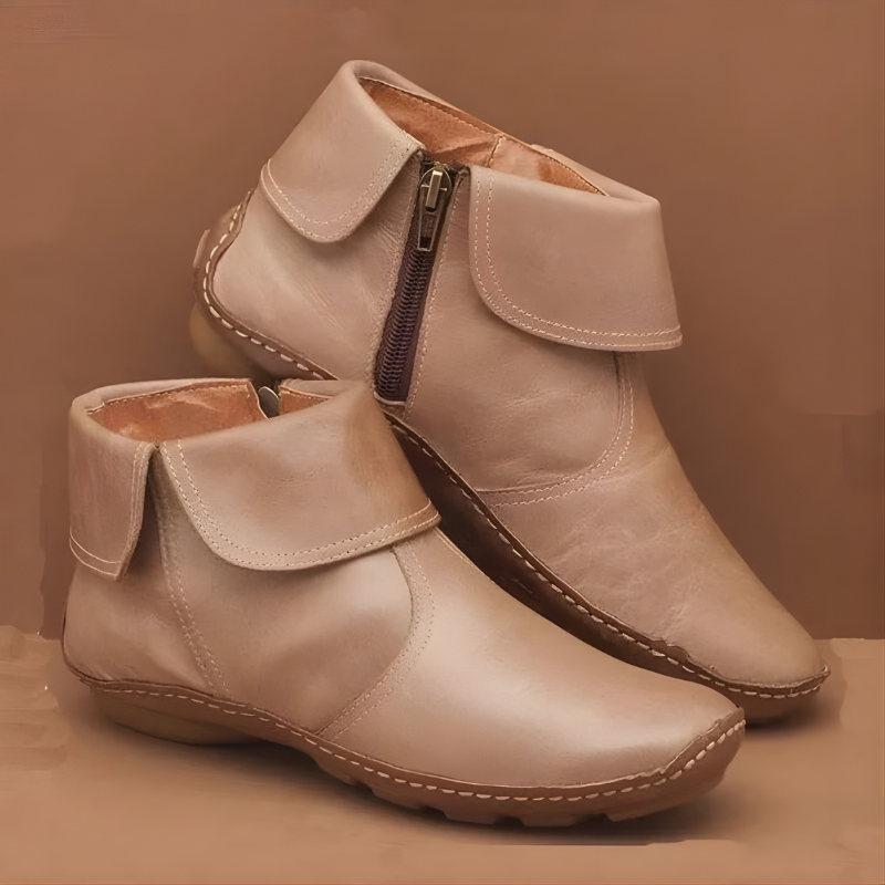 Enkellaarzen Dames – Platte Boots Met Rits