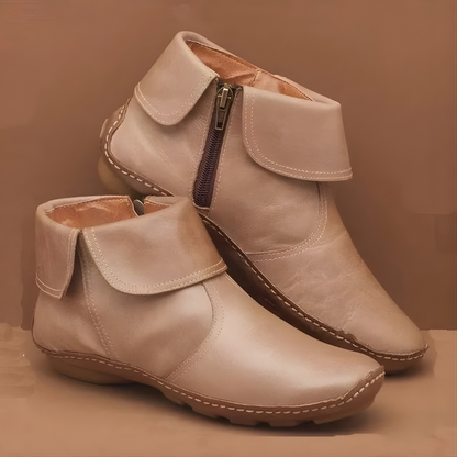 Enkellaarzen Dames – Platte Boots Met Rits