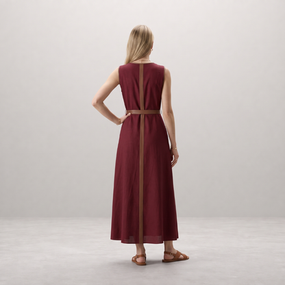 Nienke - Lange Jurk met Contrasterende Details