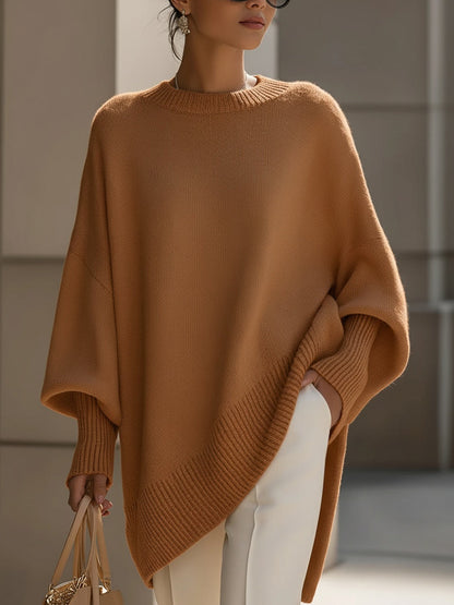 Oversized Dames Poncho Trui Met Puntige Zoom