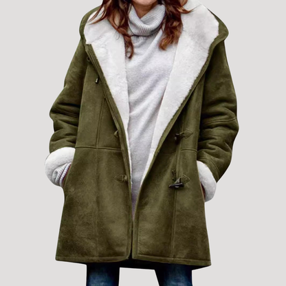 Lange Duffle-Coat Voor Dames Met Capuchon En Warme Voering