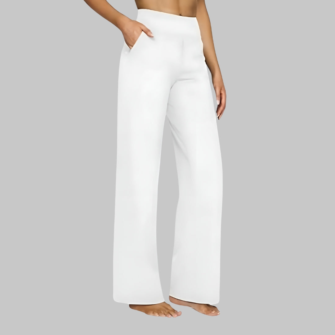 Casual Flared Broek Voor Dames Met Hoge Taille En Zakken