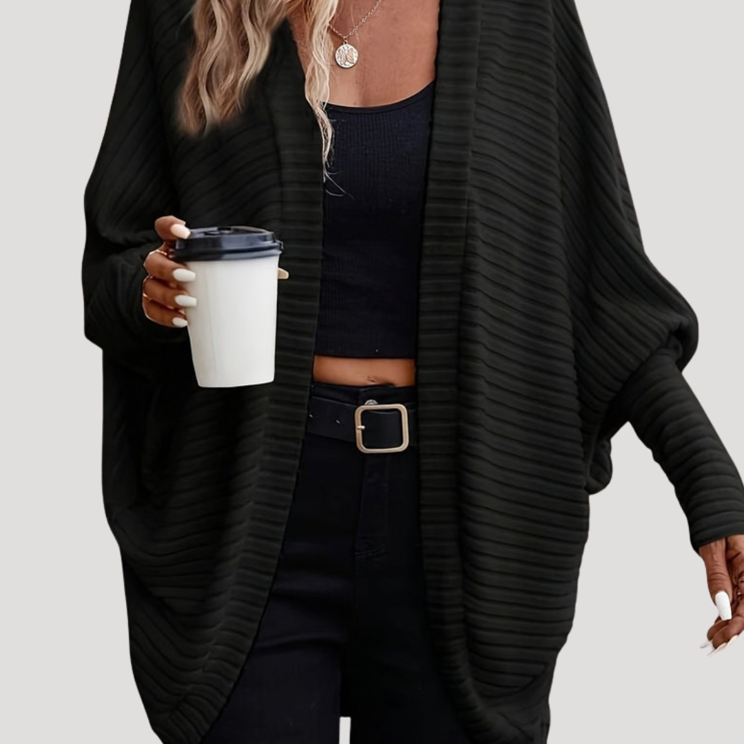 Lange Dames Oversized Cardigan Met Geribde Details En Lange Mouwen