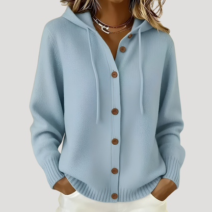 Dames Gebreid Cardigan Met Capuchon En Lange Mouwen