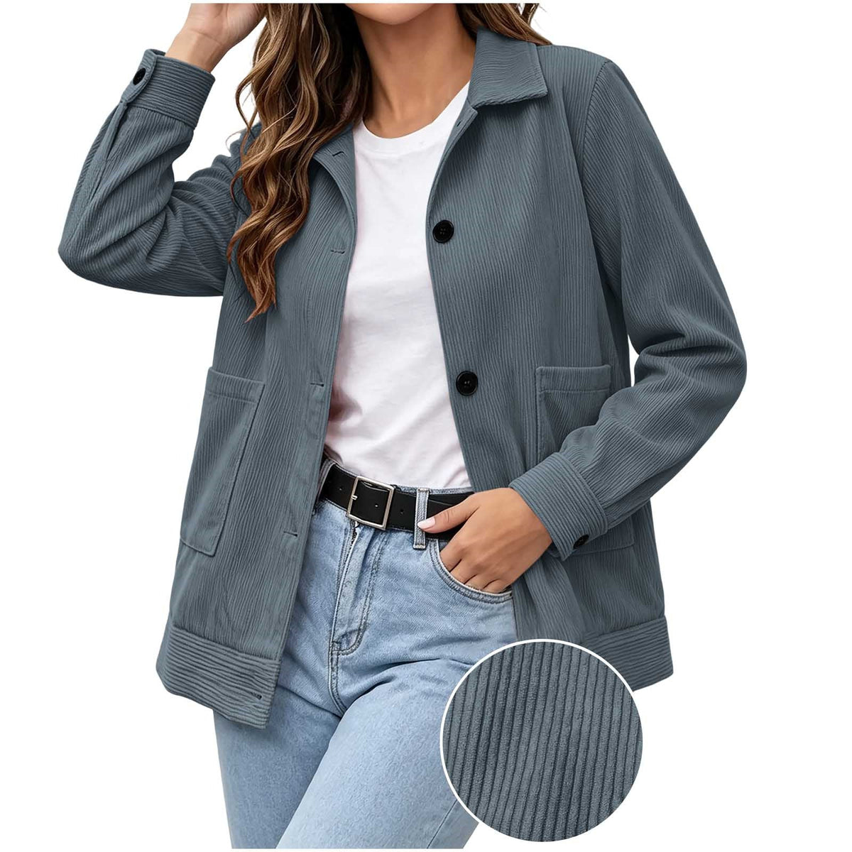 Casual Corduroy Jas Dames – Jasje Met Ribstructuur
