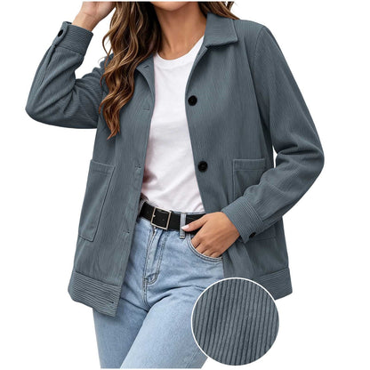 Casual Corduroy Jas Dames – Jasje Met Ribstructuur