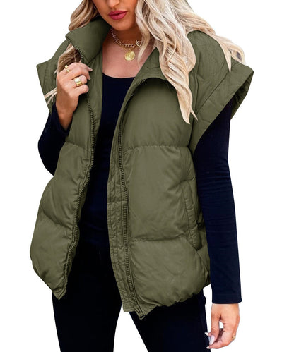Gewatteerde Bodywarmer Voor Dames Met Hoge Kraag En Ritssluiting