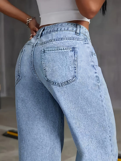 High-Waist Jeans Dames – Spijkerbroek Met Wijde Pijpen