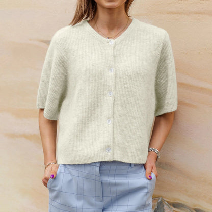 Gebreid Vest Dames – Cardigan Met Korte Mouwen