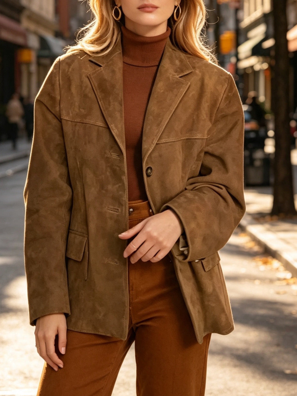 Chique Suède Look Blazer Dames – Oversized Jasje