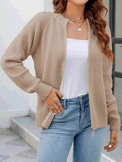 Kort Vest Dames Met Rits – Cardigan Met Lange Mouwen