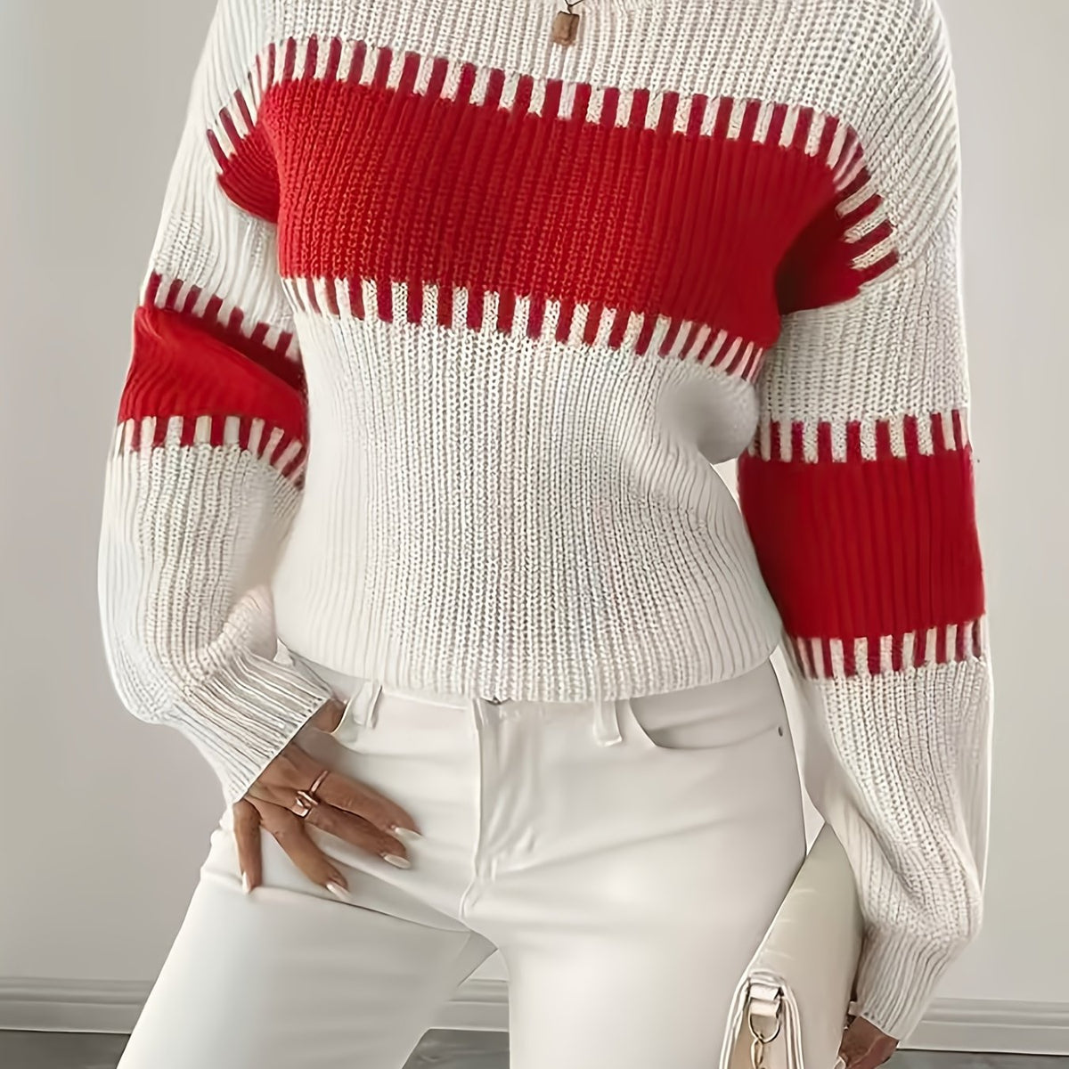 Gestreepte Trui Dames – Sweater Met Colorblock Patroon