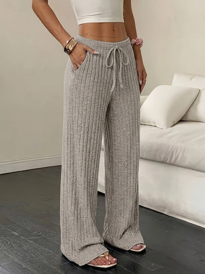 Ribgebreide Broek Dames – Pantalon Met Wijde Pijpen