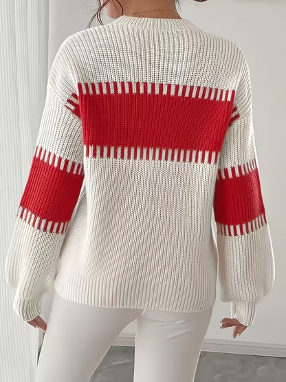 Gestreepte Trui Dames – Sweater Met Colorblock Patroon