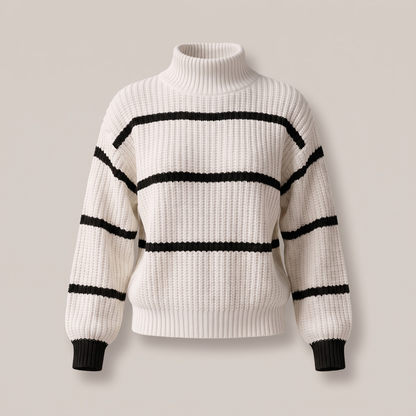 Gestreepte Coltrui Dames – Oversized Trui Met Col