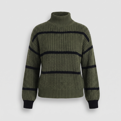 Gestreepte Coltrui Dames – Oversized Trui Met Col