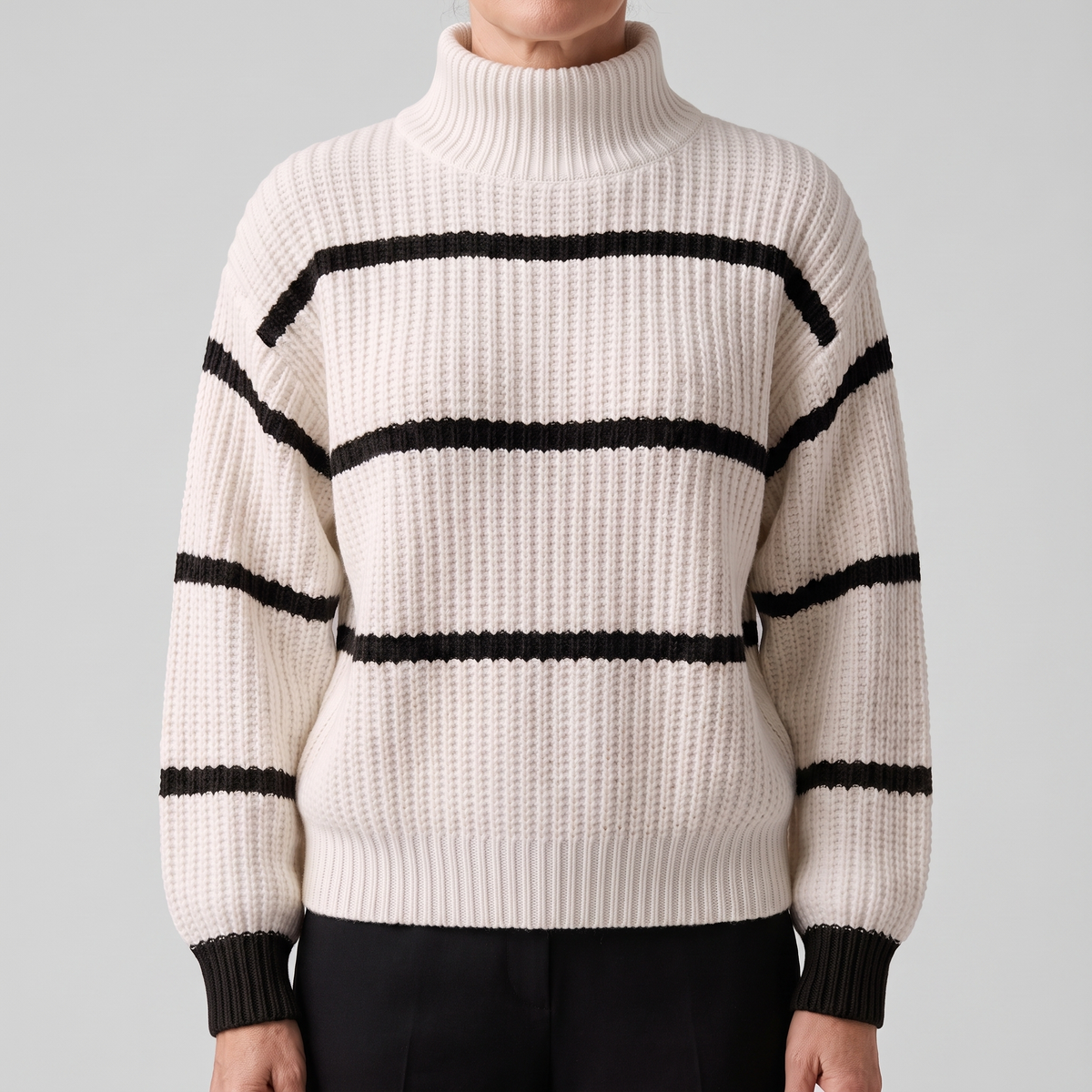 Gestreepte Coltrui Dames – Oversized Trui Met Col