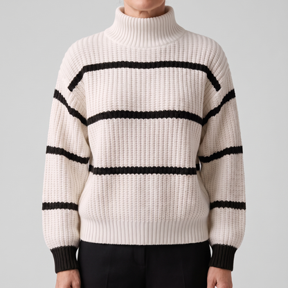 Gestreepte Coltrui Dames – Oversized Trui Met Col