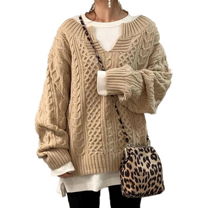 Oversized Kabeltrui Dames – Dik Gebreide Sweater