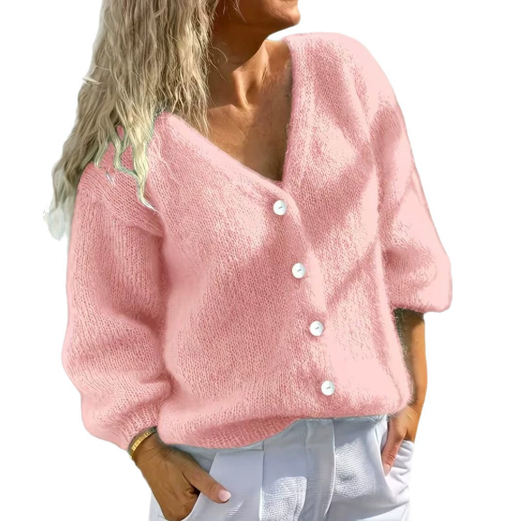 Zacht Gebreid Vest Dames – Mohair Look Cardigan