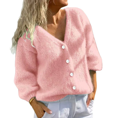 Zacht Gebreid Vest Dames – Mohair Look Cardigan
