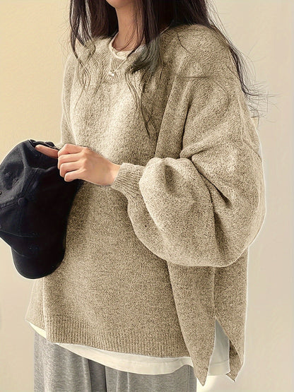 Oversized Gebreide Trui Dames – Trui Met Ballonmouwen