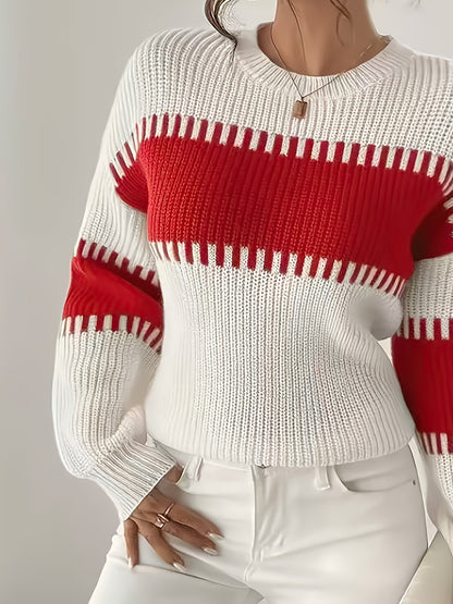 Gestreepte Trui Dames – Sweater Met Colorblock Patroon