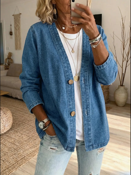 Denim Cardigan Dames – Casual Spijkervest Met Knopen