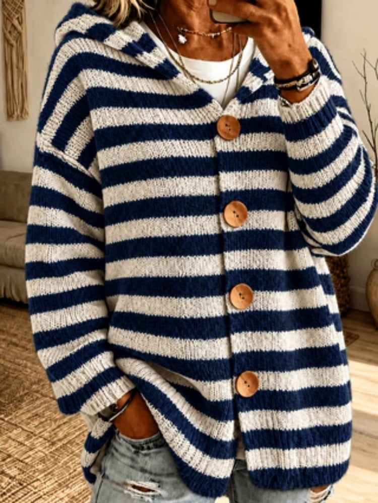 Gestreept Vest Dames – Cardigan Met Capuchon