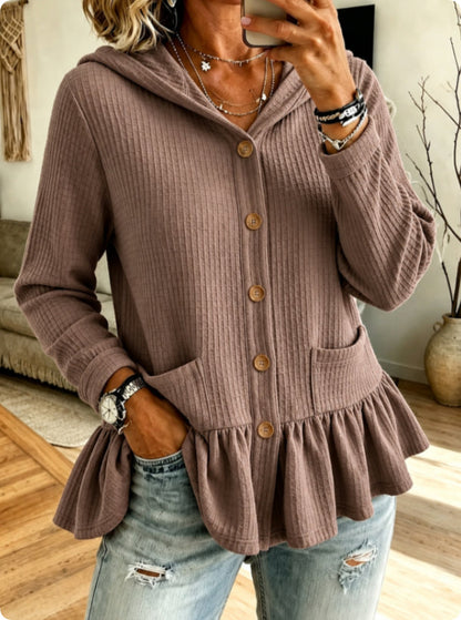Blouse Dames Met Ruches – Geribde Blouse Met Lange Mouwen