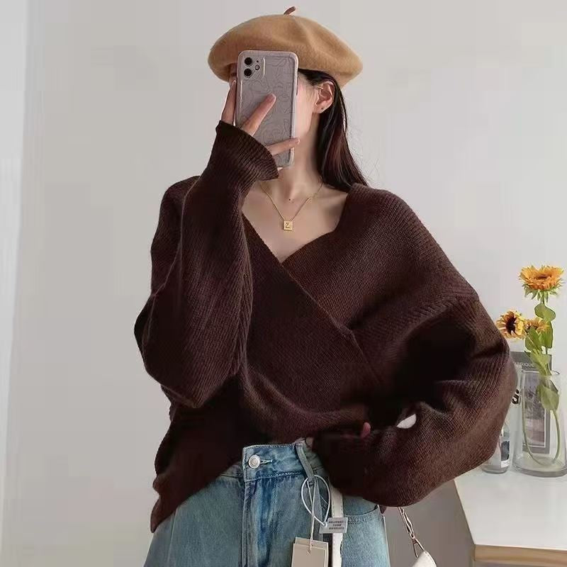Off Shoulder Trui Dames – Gebreide Trui Met V-Hals