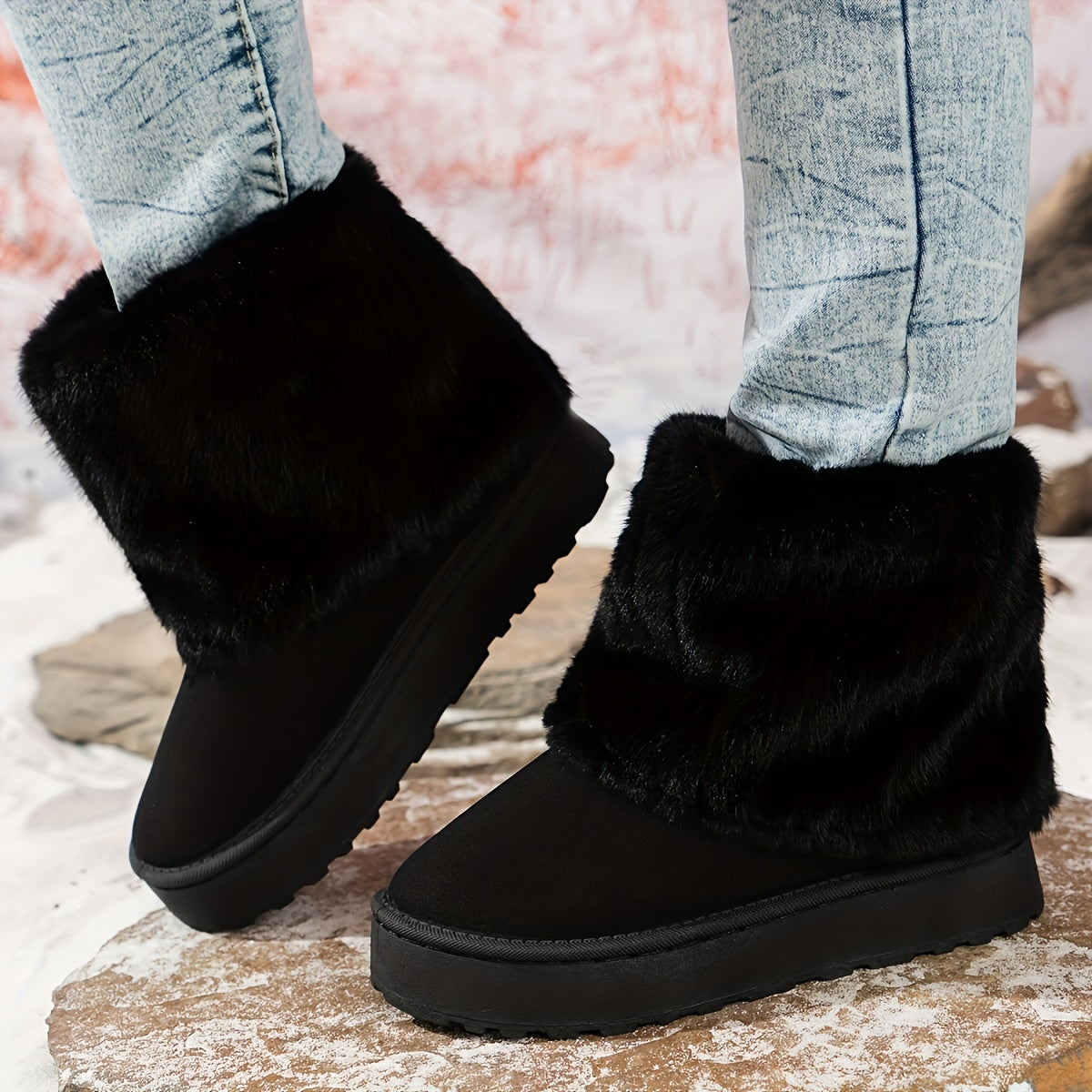 Gevoerde Enkellaarsjes Dames – Suède Look Winterboots