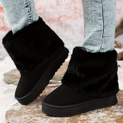 Gevoerde Enkellaarsjes Dames – Suède Look Winterboots
